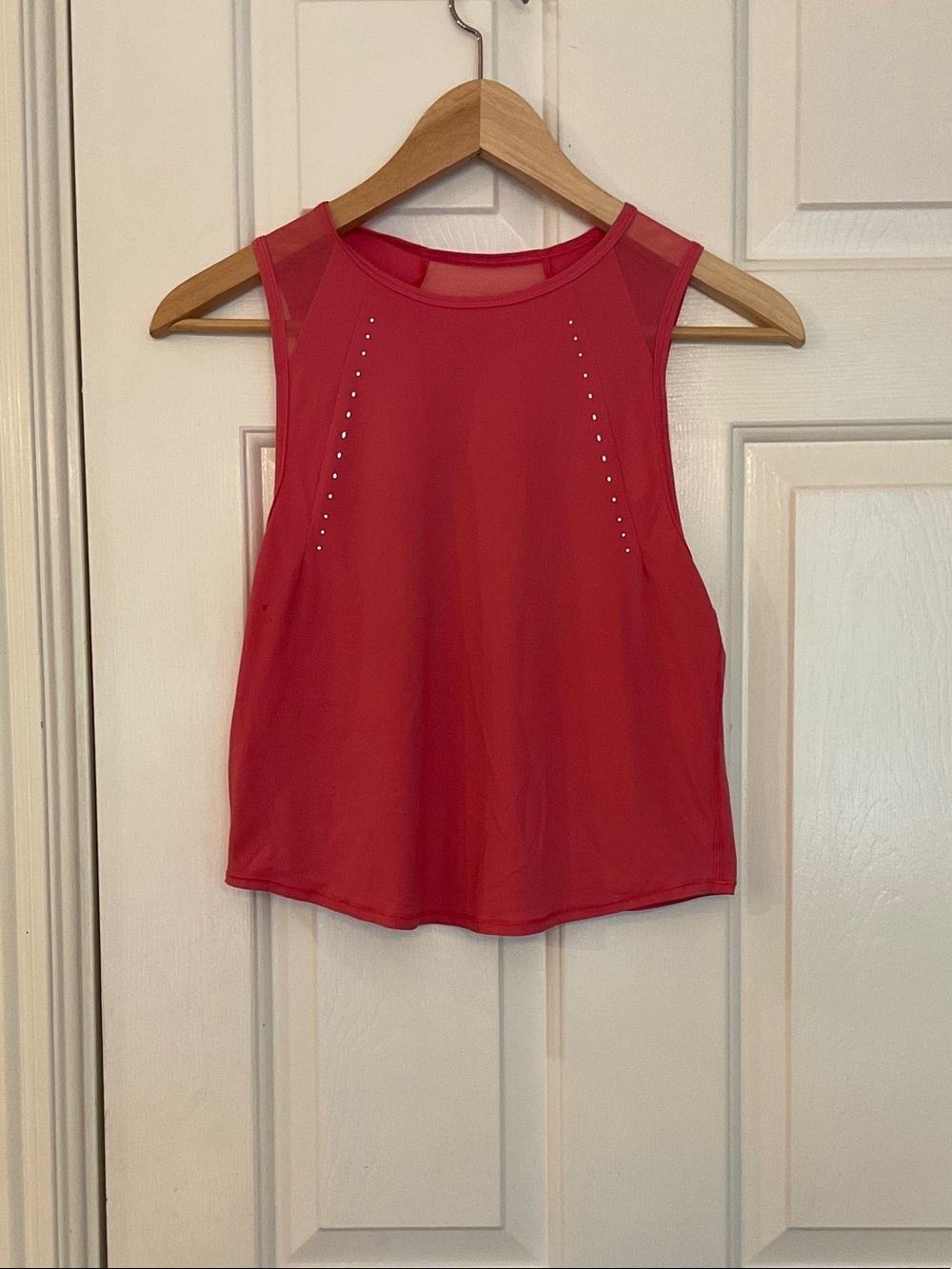 lululemon athletica Red Sleeveless Workout Tank with Mesh Yoke